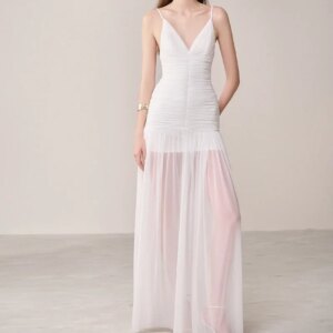 Little Daisy CustomizedSheath Chiffon Backless Floor Length Pleats Elegant Long Sleeves Evening Dress For Formal Occasions 2025