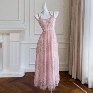 Luxury Prom Dress Pink Evening Dresses Tea Length Major Beading Sequinns Zipper Back Party Dresses Handmade Beads Luxury