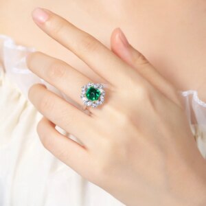925 Silver Set Lab Grown Emerald Luxury Jewelry Sets for Women Sugar Loaf Rings Earrings Pendant Necklaces for Her Gift Ideas