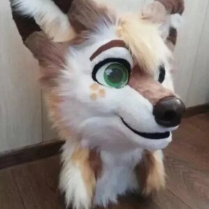 Fursuit Long Fur Husky Fox Mascot Head Party Halloween Fur Role Playing (Head)