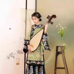 Han woman clothing Dynasty full Qing dress yellow printed skirt photo