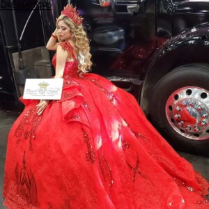 Red Quinceanera Dresses Luxury Pearls Beading Appliques Vestidos De 15 Anos Birthday Party Princess