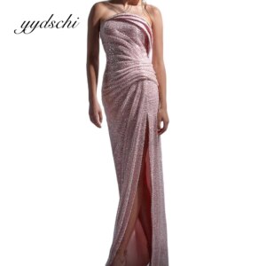 Customized Pink Party Prom Dress Split Elegant Sexy Tight Fitting Floor-Length Evening Exquisite Formal Dresses for Women 2024