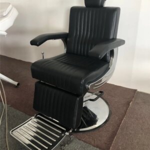 Kisen Luxury Hot Sale Hair Salon Furniture Hydraulic Barber Chair Stainless Steel Base and Pedal Adjustable Height for Men Use