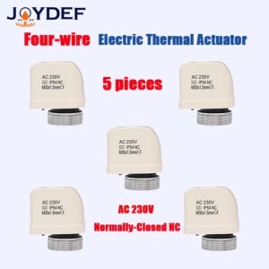 (5pieces)4 Wires 230V Thermal Actuator (Zone Valve) for hydronic Water/Glycol pex Radiant Floor Manifold
