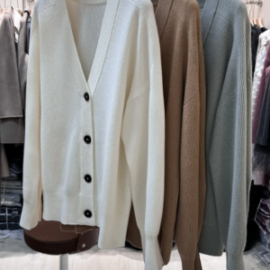 3-Colors Women’s 100% Wool Cardigan Spring V-Neck Long Sleeve Single Breasted Casual Fashion Knitted Sweater