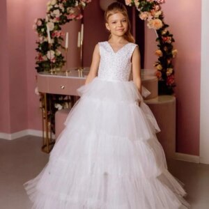 Flower Girl Dress Junior Bridesmaid Party Dresses for Girl Tulle Sparkling Tutu Toddler Princess Dress Pageant Dresses for Girls