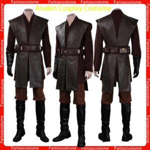 Anakin Cosplay Knight Costume Movie Space Battle Roleplay PU Clothing No Shoes Halloween Carnival Dress-Up Party Clothes Suit