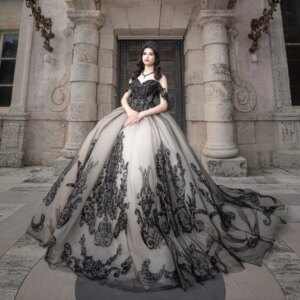 Customized Shiny black Off Shoulder Quinceanera Dress Lace sequin applique crystal Tull trailing vestidos de 15 Quinceanera