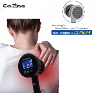 COZING 1295mW Laser Therapy Device Class 4 Laser Treatment for Wounds Healing Inflammation 6x808nm 19x650nm 25 Diodes for Home