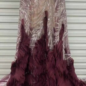 African Beaded Lace Fabric 2024 High Quality 5 Yards New Nigerian 3D Flower Tulle Laces Fabrics For Party Dresses 5 Yards/Lot