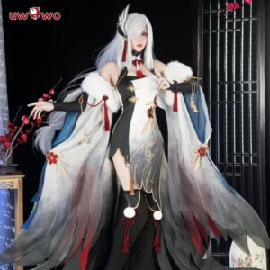 UWOWO Shenhe Cosplay Genshin Impact Fanart Shenhe Plum Blossom Chinese Style Cosplay Bodysuit Halloween Costumes