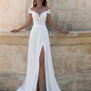 Bohemian Robe De Mariee Sexy Side Slit Lace Applique Beach Wedding Dresses Plus Size Bridal Gown