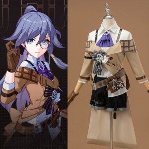 The Honkai Impact 3rd cos Fuhua Cosplay cool foggy city Daily retro trench coat Women Costume