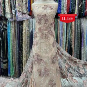 2025Latest Elegant Superior Quality Luxurious Soft Mesh Lace With Stones fabric For Party Evening Dresses U_Ge6586
