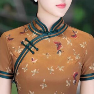 Cheongsam new Chinese female sense of daily national style dress temperament long