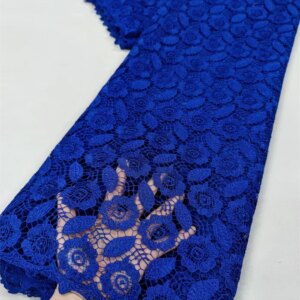 Royal Blue African Water Soluble Lace 5Yard Guipure Cord Lace 2025 Newest Nigerian Lace Milk Silk For Women Evening Party W486-1