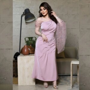 Customized Saudi Arabia Charmeuse Pleat Clubbing Sheath One-shoulder Bespoke Occasion Gown Midi es