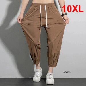 Summer Cool Pants Men Jogger Ankle-length Plus Size 10XL Fashion Casual Elastic Waist Male Big