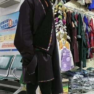 Men’s Tibetan Fleece-lined Thickened and Classy Ancient Robe Ethnic Style Performance Guozhuo Dance Leisure