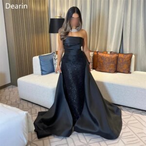 Customized Prom Dress Formal Evening Gown Dearin Strapless Ball Floor Length Skirts Fold Beading Bespoke Occasion Dre