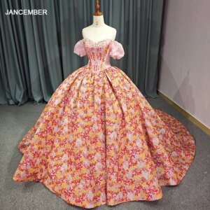 Customized Mexican Quinceanera Dress Flowers Ball Gown Cap Sleeve Beaded Short Sleeves Formal Vestidos De 15 Años DY6736