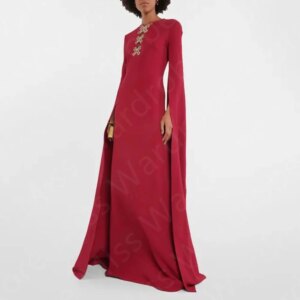 New Arrival Evening Dresses with Cape Sleeves Prom Party Gowns Arabic 2024 Round Neck Wedding Guest Gowns Middle East On Sale