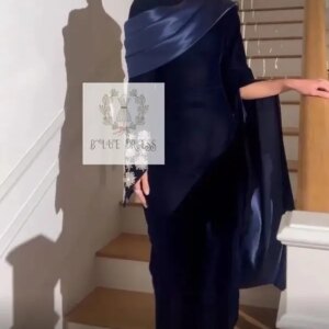 Customized Elegant Vintage Sexy Blue Beading Flowers Ruffle Customize Formal Occasion Prom Dress Evening Party Gowns