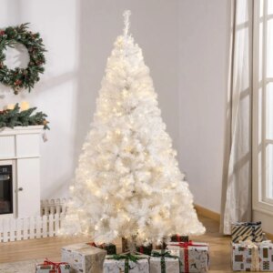 6 ft Tall Prelit Christmas Tree Douglas Fir Artificial Christmas Tree with Realistic Branches 250 Warm White LED Lights and 100