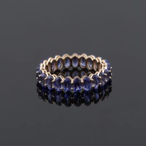Provence 18K/14K/10K Solid Gold Full Oval Cut Lab Grown Royal Blue Stackable Ring For Woman Customized Gift