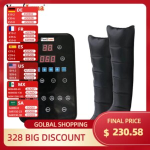 Presoterapia Air Compression Leg Massager Wraps 6 Chambers With LCD For Foot Calf Massage Recovery Therapy Blood Circulation