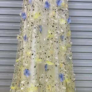 3D Flower Lace Fabric Lace Trim African Lace Fabric 2024 High Quality Beaded Tulle Lace Fabrics Sequence Lace For Sewing KB4537