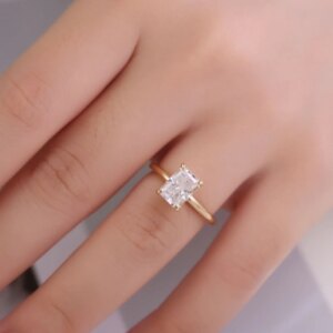 Provence Classic Solitaire Ring 18KGold IGI EF/VS Radiant Cut  Lab Diamonds Ring for Women Wedding Jewelry Personalized Custom