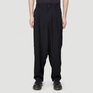 YOJI OOAK PANTS WOOL dark straight leg cargo pants with adjustable buttons