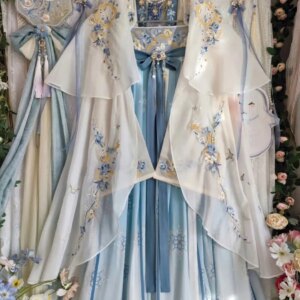 Women’s Hanfu Chest-High Ruqun Set – [Dream of Splendor] Exquisite Embroidered Cape with Symmetric Collar – Daily Spring Summer