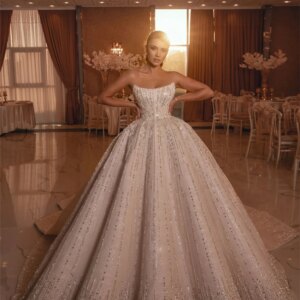 Elegant Sleeveless Wedding Dress 2025 Classic Tulle Bridal Gown Formal Beaded Solemn Floor-length Gown For Dress Customized