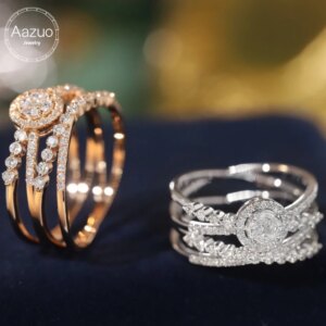 Aazuo Fine Jewelry18K White Gold Rose Gold Real Diamonds Lines Ring Gifted For Woman Deluxe Banquet Fashion Jewelry Au750
