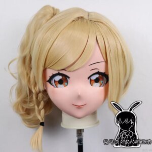 (RB242910)Customize Lockable Full Head Resin Cartoon Cosplay Japanese Character Anime Role Play Kigurumi Mask With Back Shell