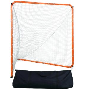 Portable Orange Steel Frame Lacrosse Goal 6x6ft with Training Net and Carry Bag for Youth & Adults