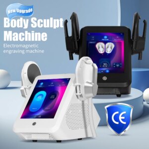 Taixl Professional 2 handle RF Machine Portable Hiemt Ems Muscle Stimulat Body Shapin Muscle Training or Body Sculpting Machine