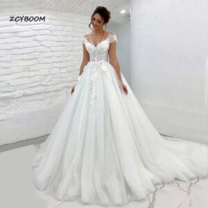 Customized Off the Shoulder Appliques Tulle A-Line Wedding Dresses For Women Court Train 2025 Bridal Gowns Vestido De Noiva
