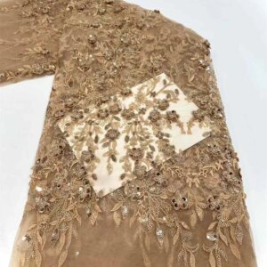 African Lace Fabric 2025 Sequins Beaded Embroidery Groom Nigerian Bridal High Quality French Tulle Lace Fabric For Wedding