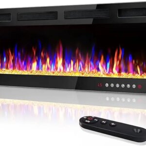 72 inch Ultra-Thin Electric Fireplace in-Wall Recessed and Wall Mounted Fireplace Heater,Linear Fireplace with Multicolor Flame