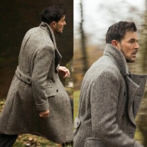 Vintage Woolen Men Overcoat Thick Business Winter Long Coats One Piece Jacket