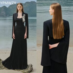 Customized Evening Dress Formal Party Occasion Prom Gown YPMWZX Asymmetrical A-line Floor Length Skirts Draped Bead Bespoke Occa