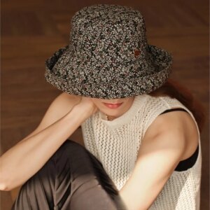 New curly-rimmed sunshade fisherman hat for women with large eaves and foldable