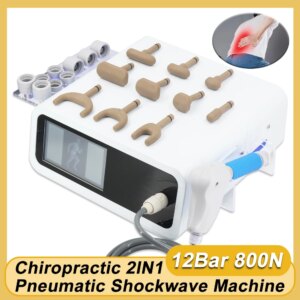 12Bar Pneumatic Shockwave Therapy Machine 2In 1 Chiropractic Corrective Tools Muscle Relaxation Deep Body Massage Shock Wave