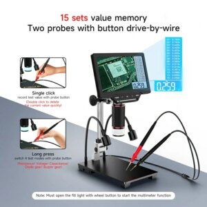 JC AIXUN-DM21 Electronic Digital Microscope with Multimeter Measurement, Large Screen Display for BGA Soldering Tool, 7 in