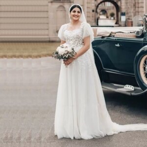 Elegant A Line Wedding Dresses 2025 Square Neck Cap Sleeve Bride Gown Empire Waist Boho Vestidos De Novia for Bridal