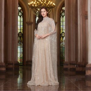 Alice CollectionPro Nude Luxurious Women’s Evening Dresses 2025 with Cape Elegant Wedding Party Dress Customized